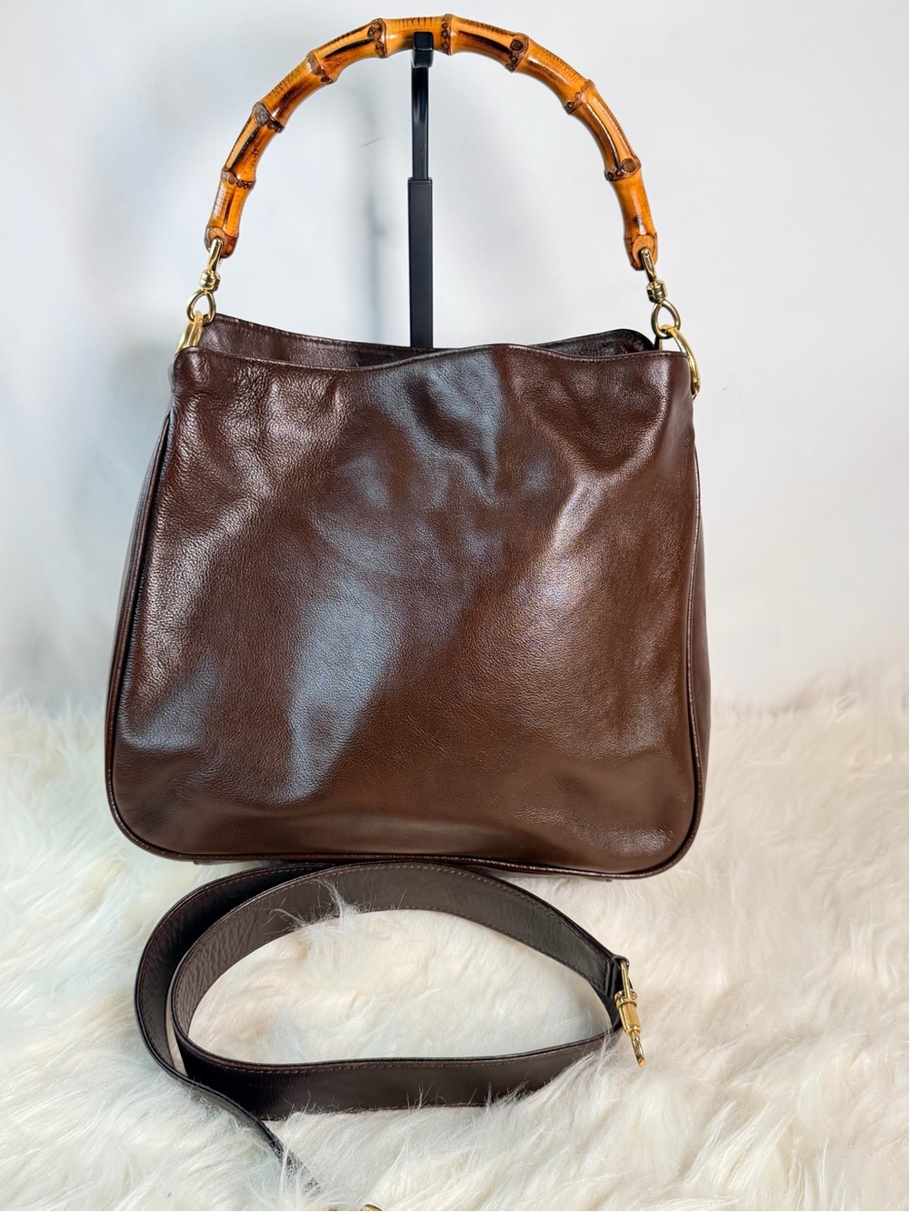 Vintage Gucci Bamboo Hobo Brown Leather Strap